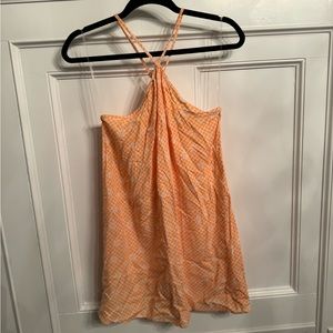 SO! Orange Halter Neck Checkered Mini Dress with Adjustable Straps Size S